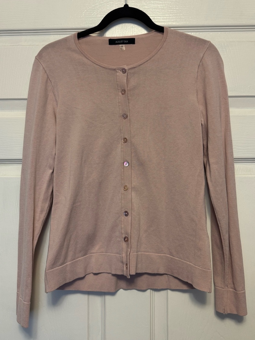 august silk Blush Pink Button-Front Long Sleeve Top
